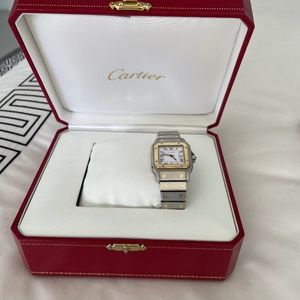 Cartier Santos -Stainless Steel and 18 K Yellow Gold  bezel  29.0 x 29.0